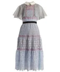 Self-Portrait Contrast Collar Lace Midi Dress