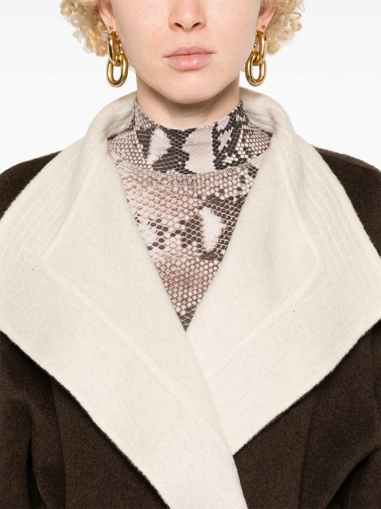 shawl-collar belted coat