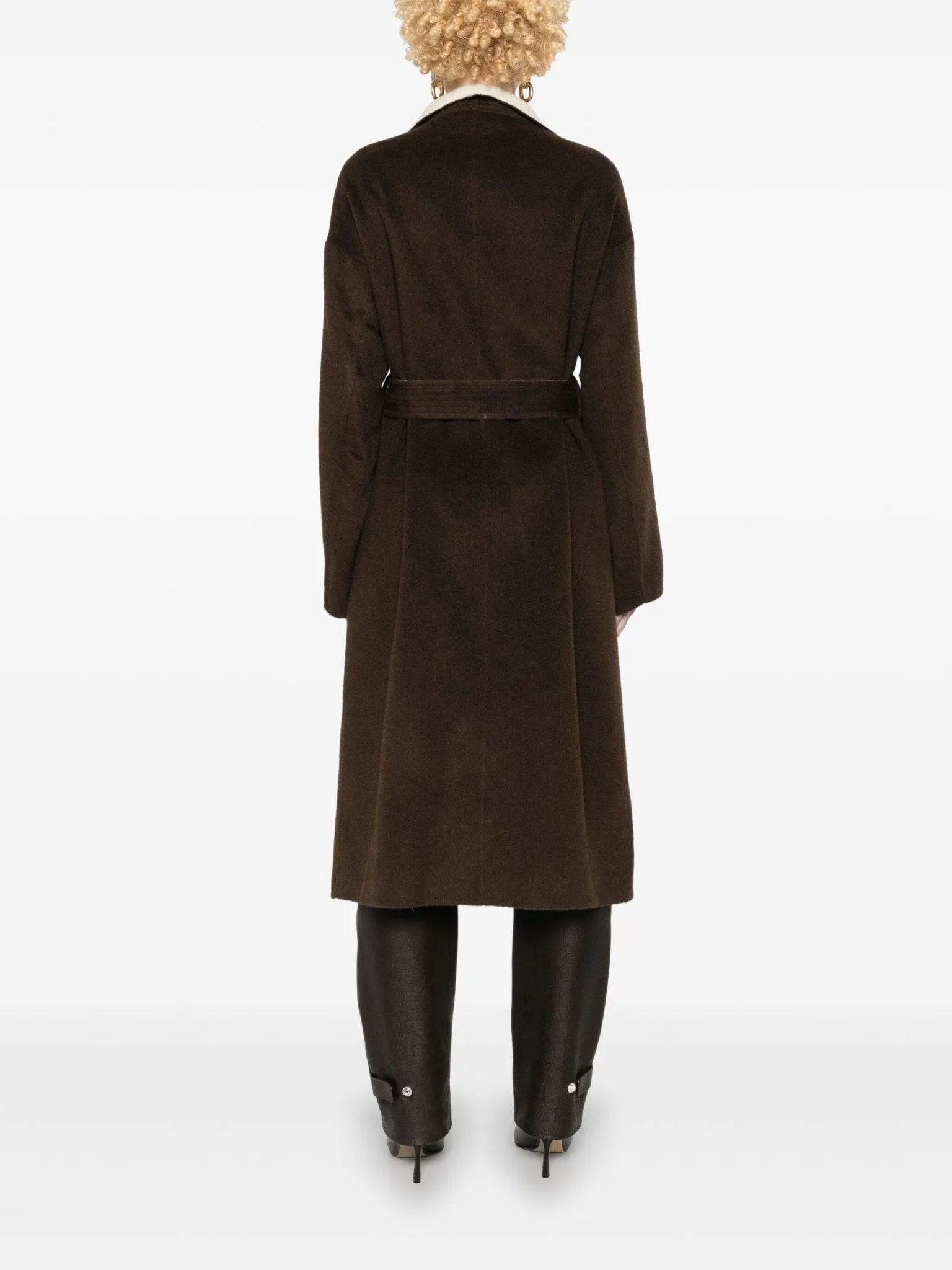 shawl-collar belted coat