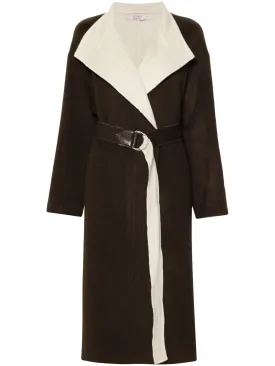 shawl-collar belted coat