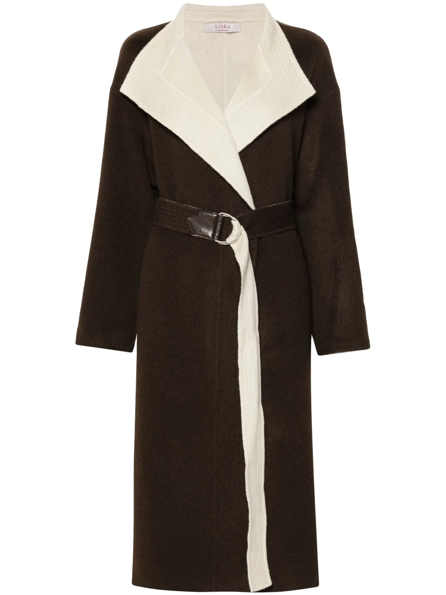 shawl-collar belted coat
