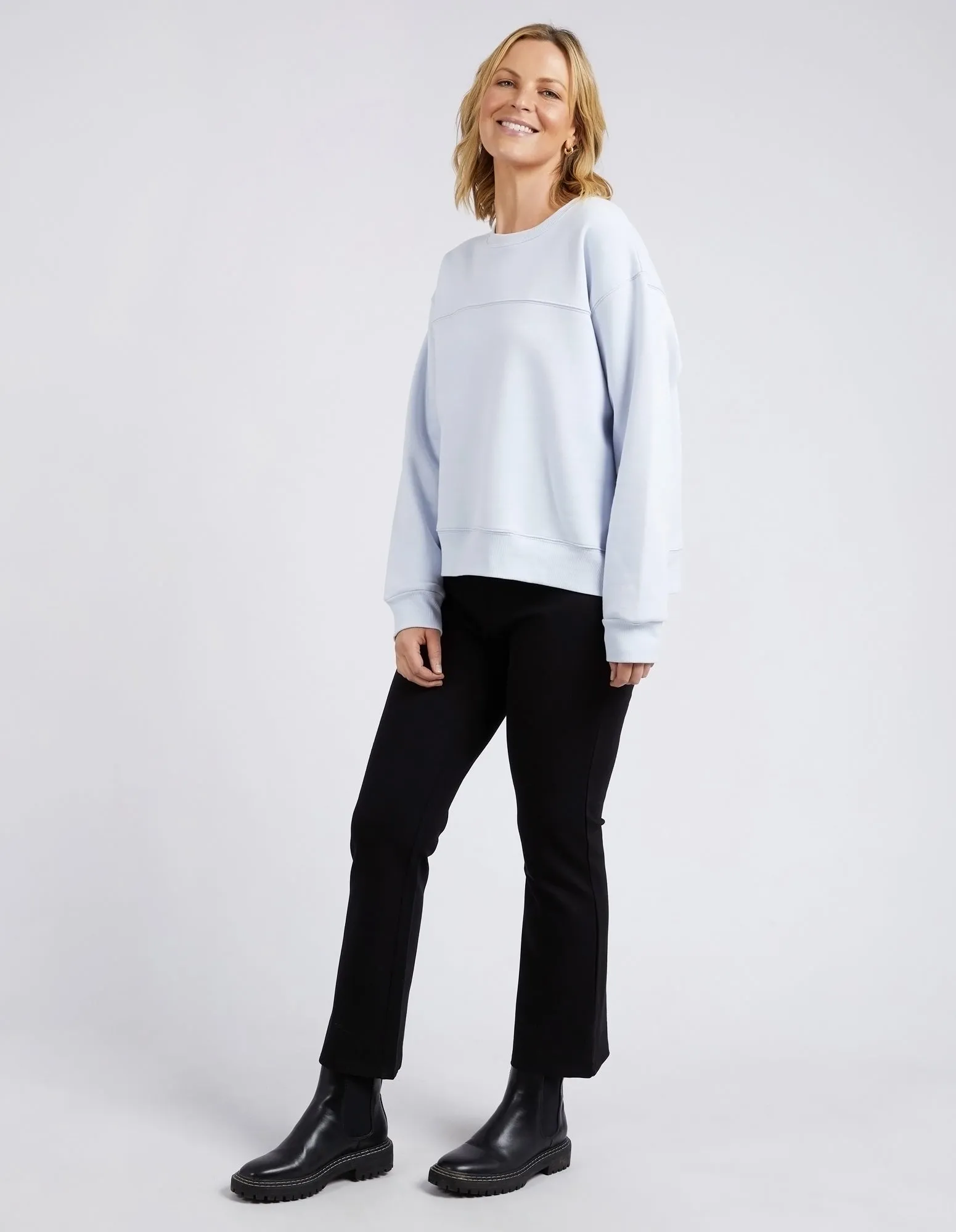 Shelly Fleece Crew Blue Mist