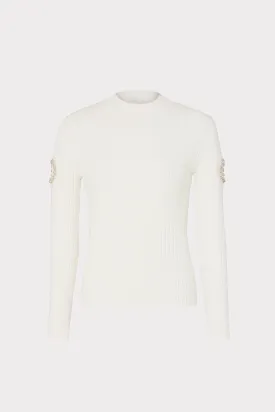 Shoulder Cut Out Knit Mock Neck
