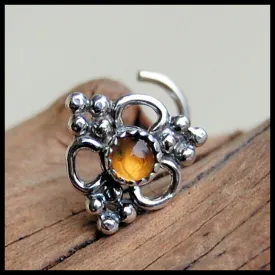 Silver and Citrine Unique Bold Nose Stud