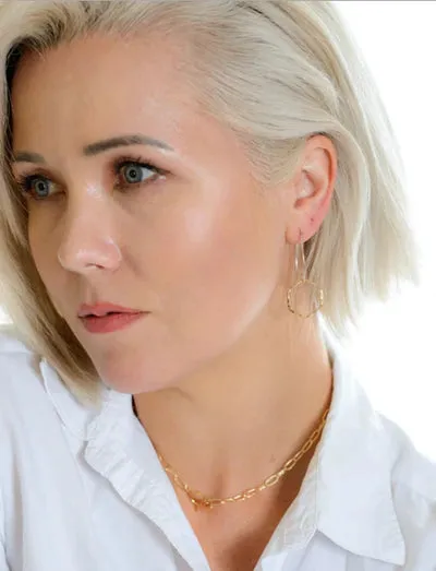 Small Hexagon Earrings in two tone gold by Kenda Kist