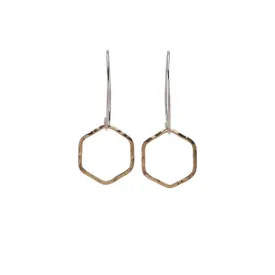 Small Hexagon Earrings in two tone gold by Kenda Kist