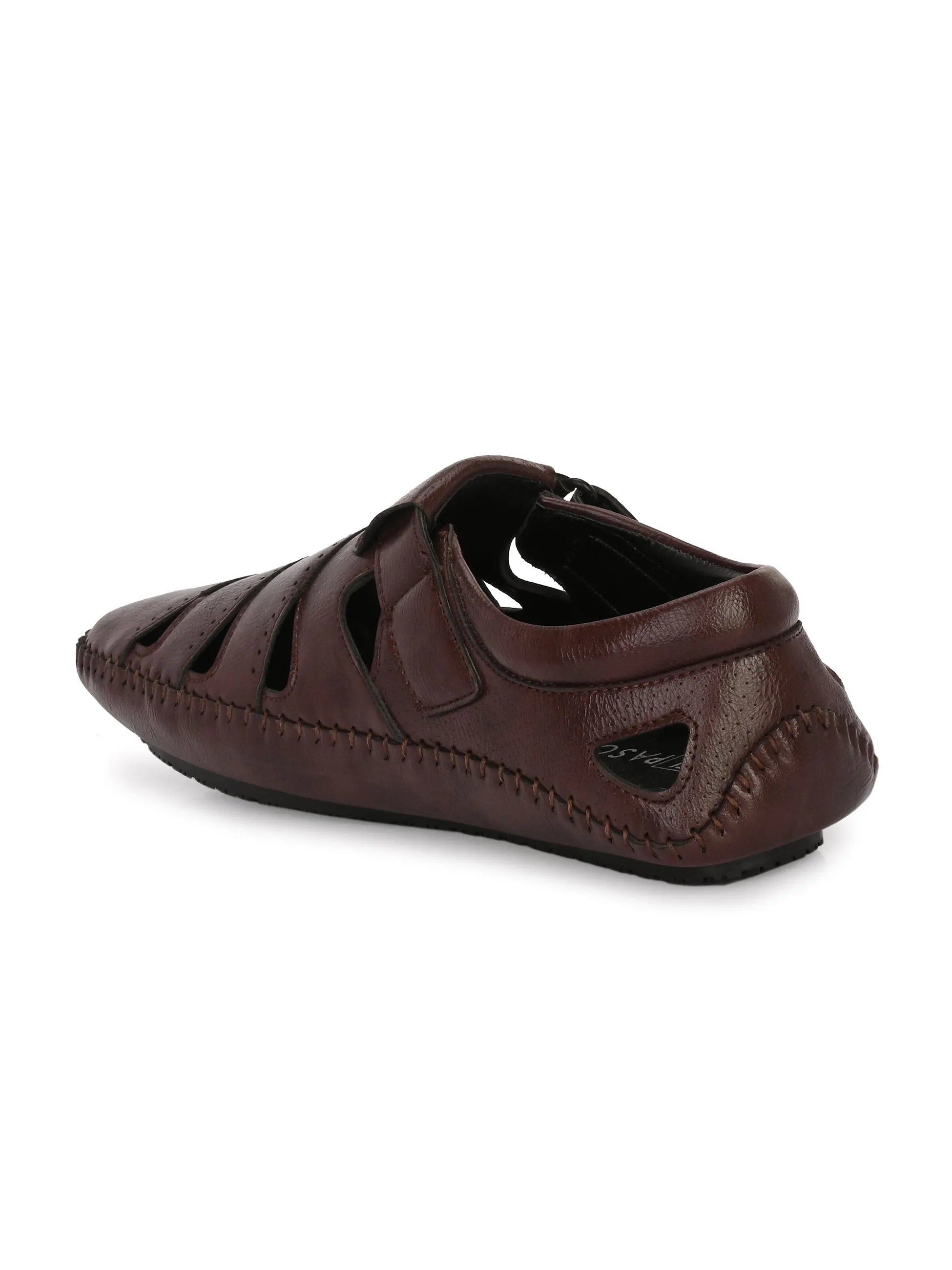 Sophisticated Black Leather Cutout Sandal