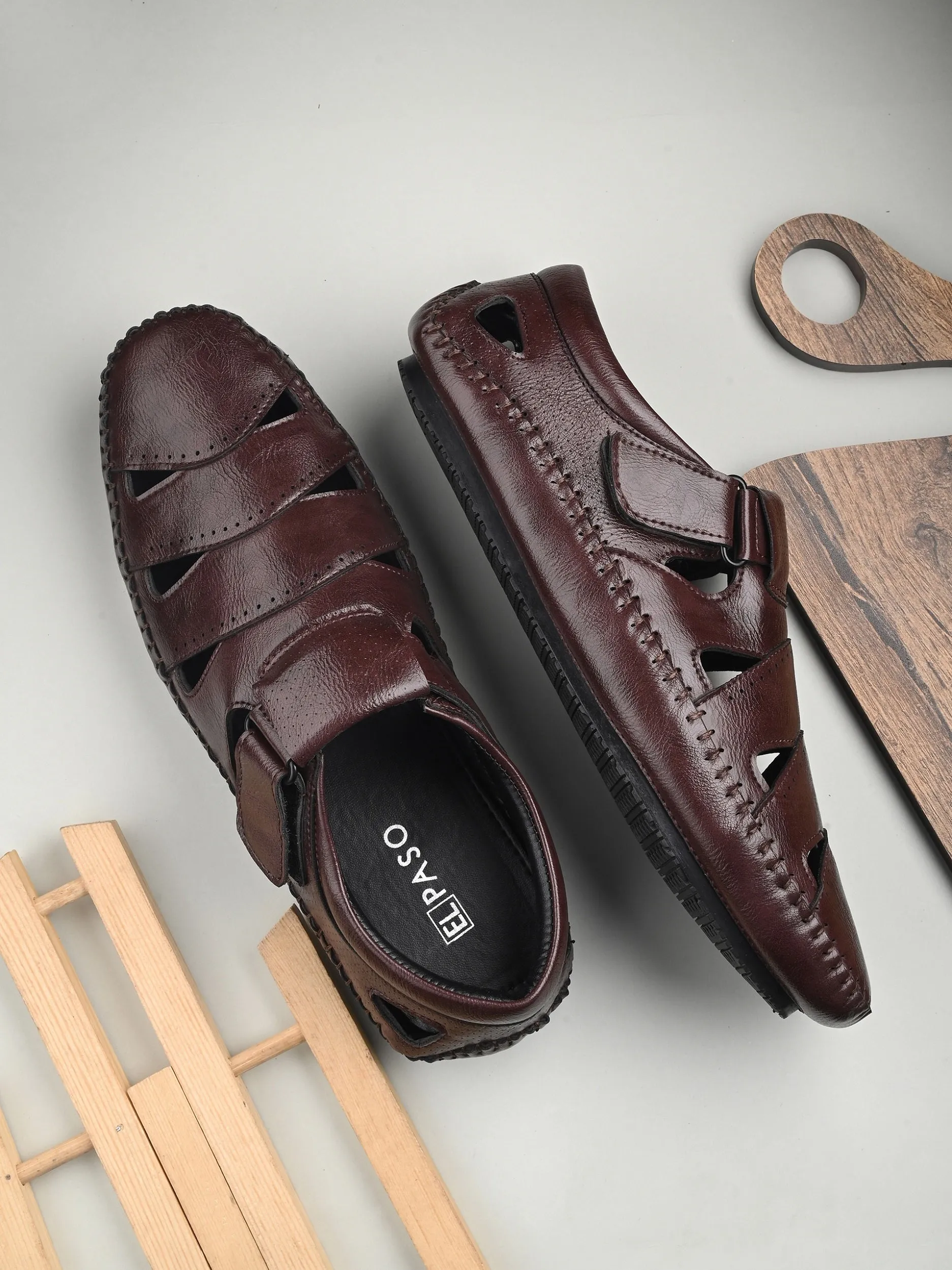 Sophisticated Black Leather Cutout Sandal