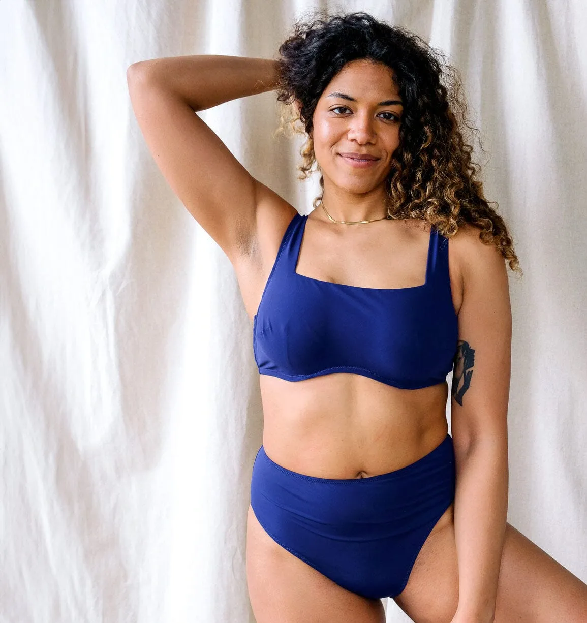 Square neck bikini crop [Navy]