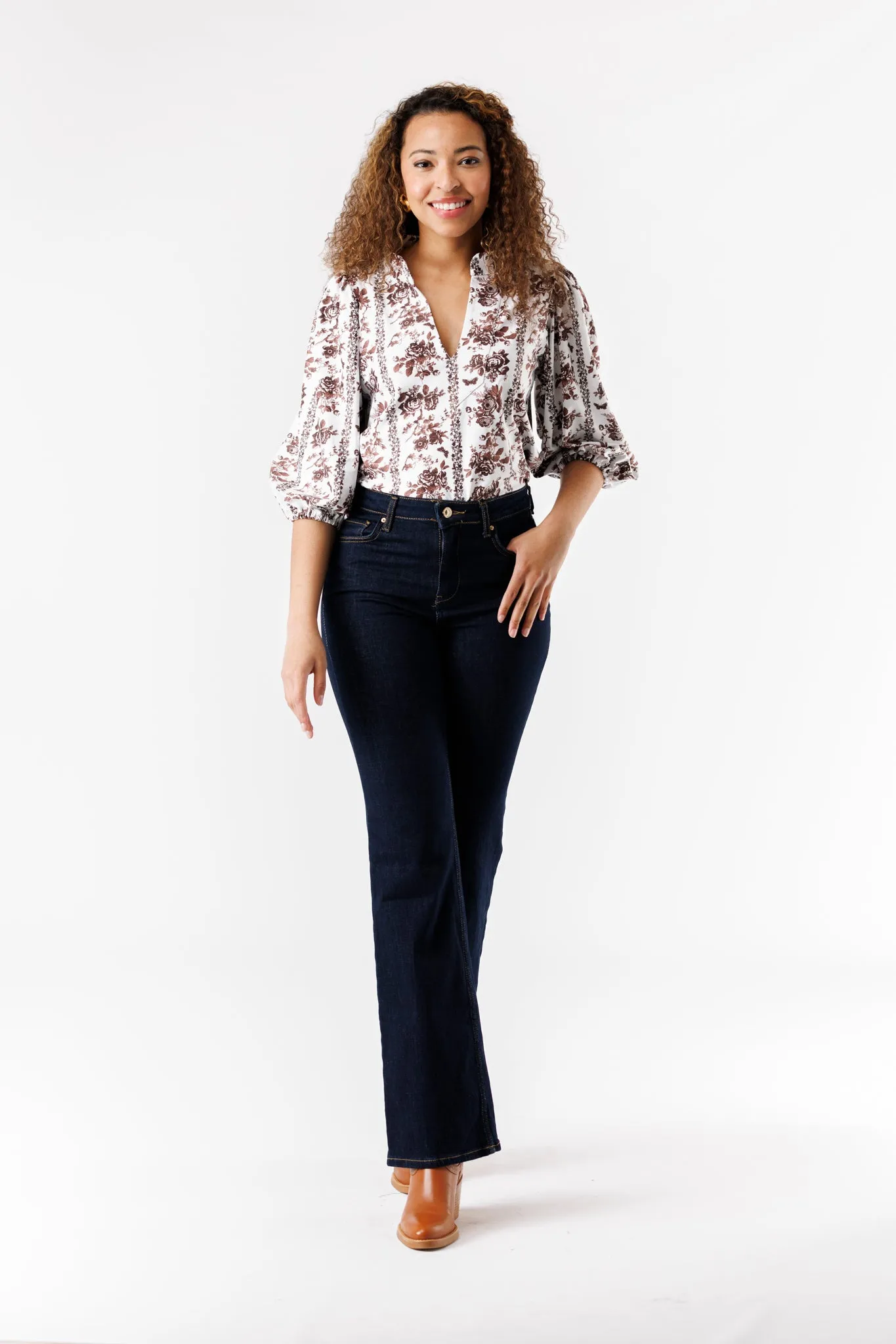 Eliza Floral Chocolate Brown Blouse Top