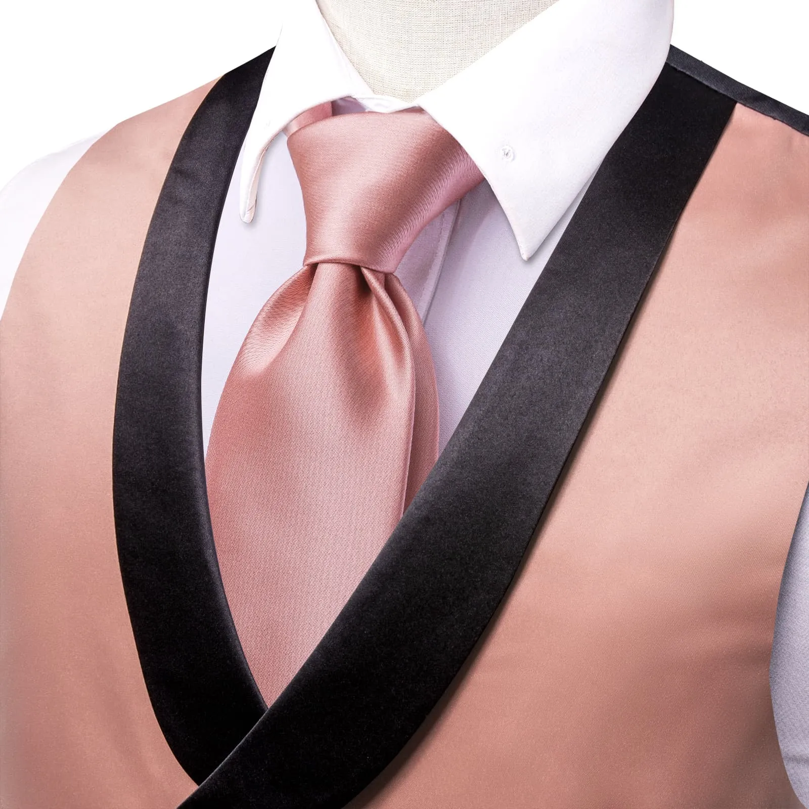 Ties2you Tuxedo Vest Rose Pink Solid Shawl Collar Silk Mens Double Breasted Vest