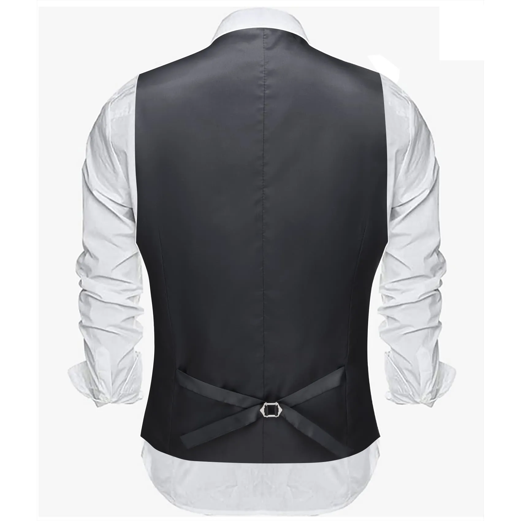 Ties2you Work Vest Charcoal Black Solid Button Silk Mens Dress Vest Jacket for Formal
