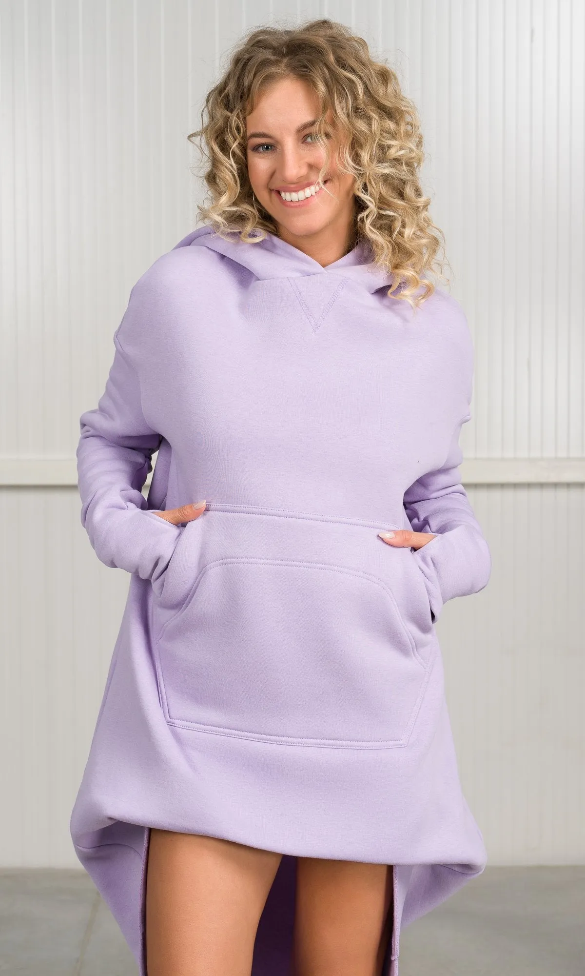 Tuck Front Maxi Asymmetric Hoodie