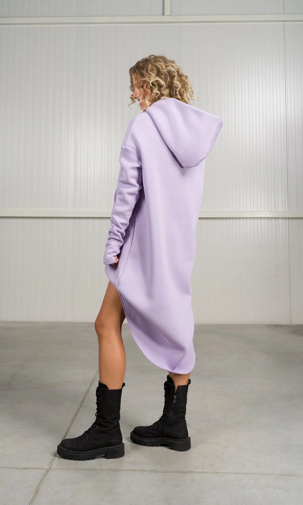 Tuck Front Maxi Asymmetric Hoodie