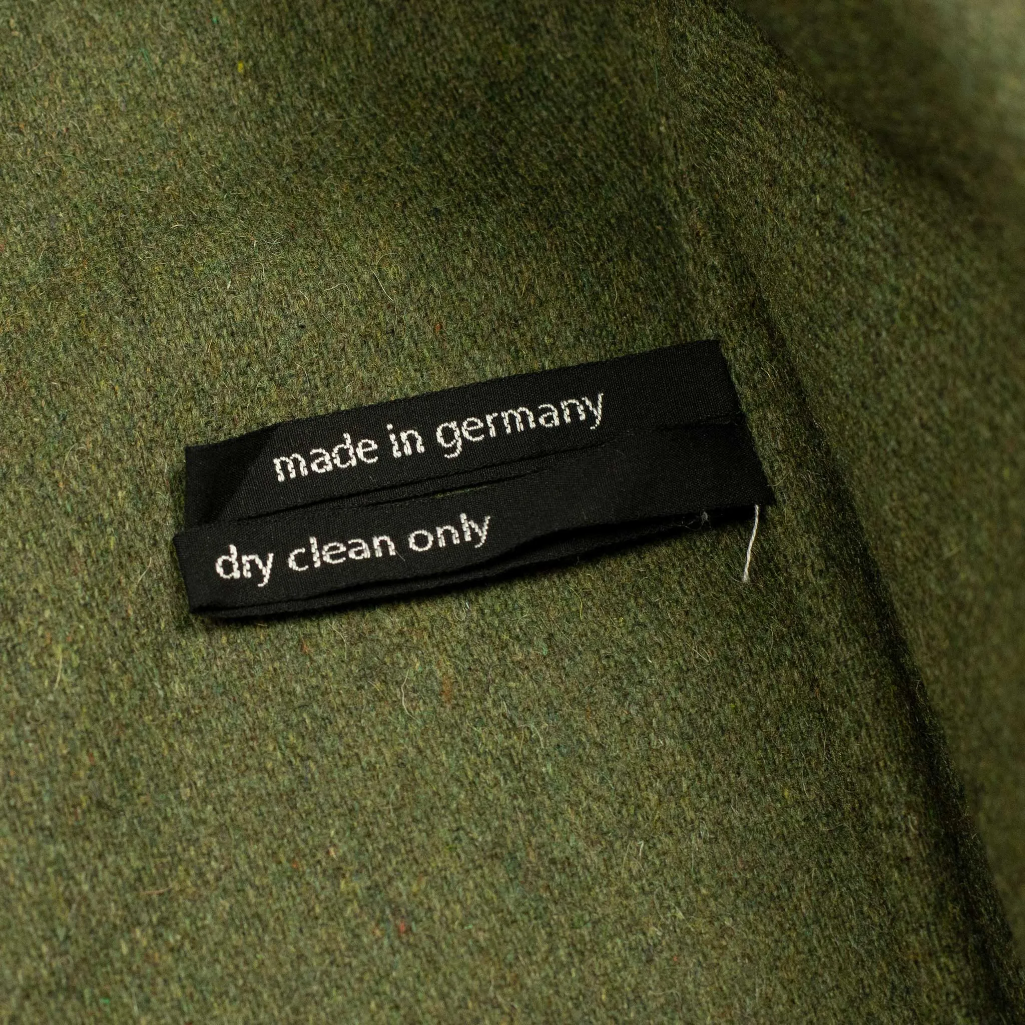 V-neck cardigan jacket in green and brown mixed loden wool