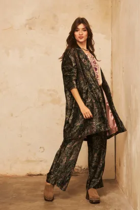 Velvet Printed Jacket in dark green by NKN
