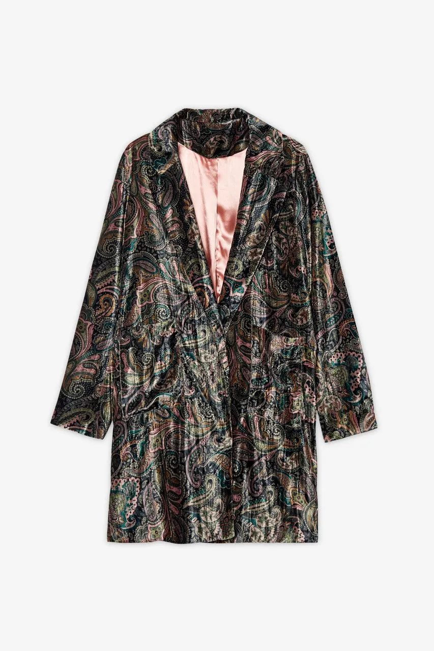 Velvet Printed Jacket in dark green by NKN