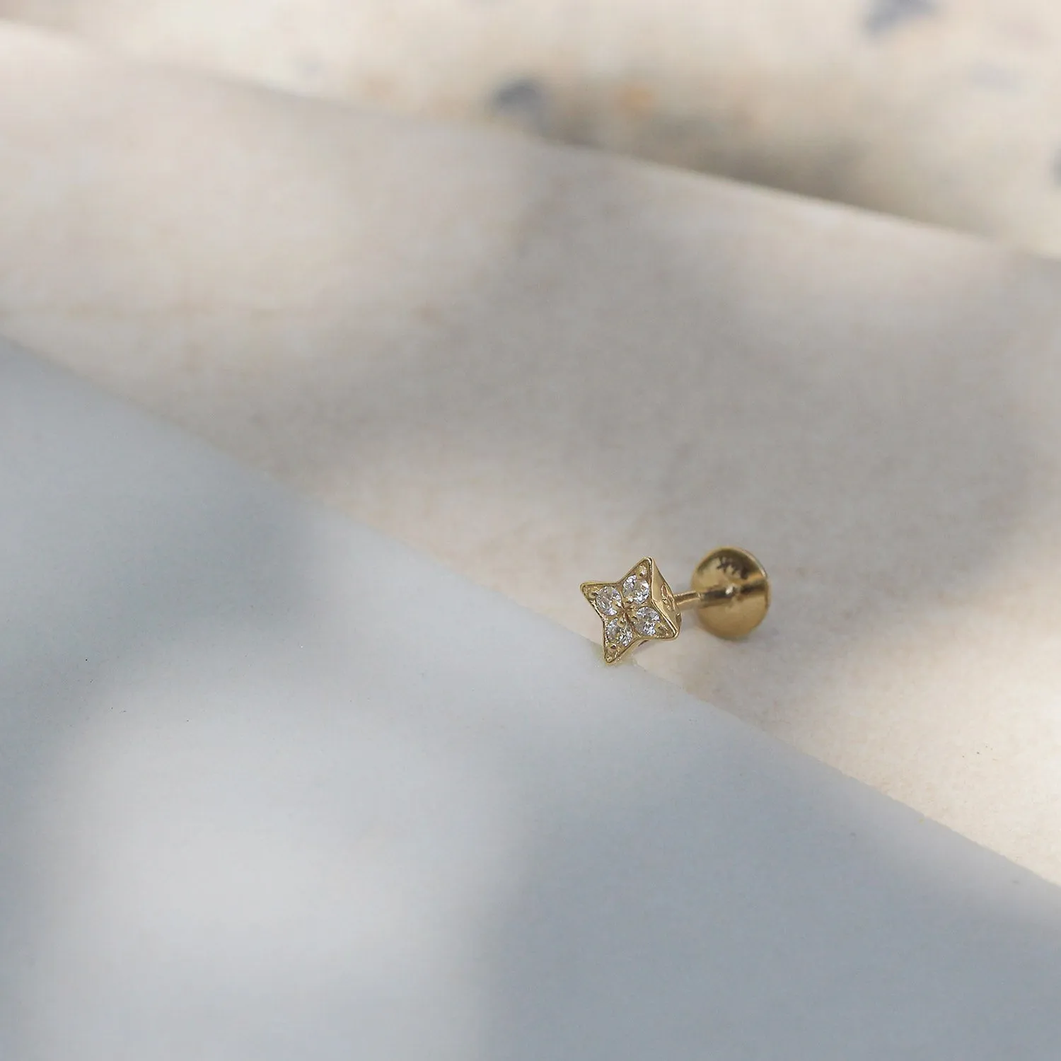 Venus Piercing Gold Earring White Diamonds