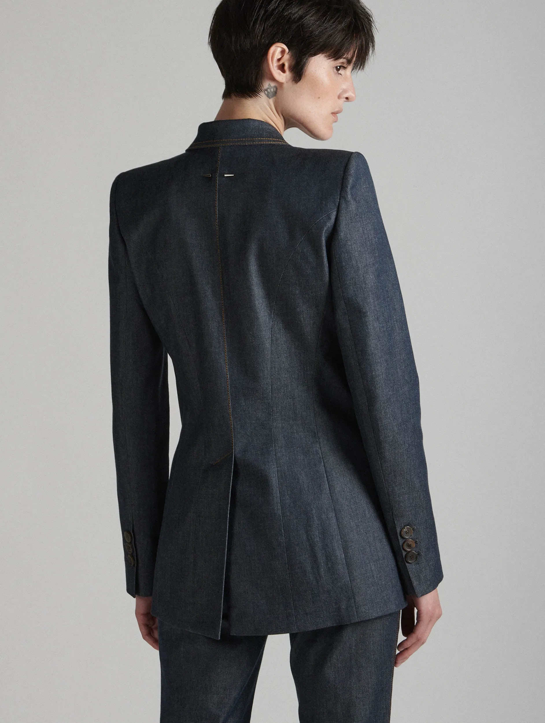 Veste de costume en denim lavé