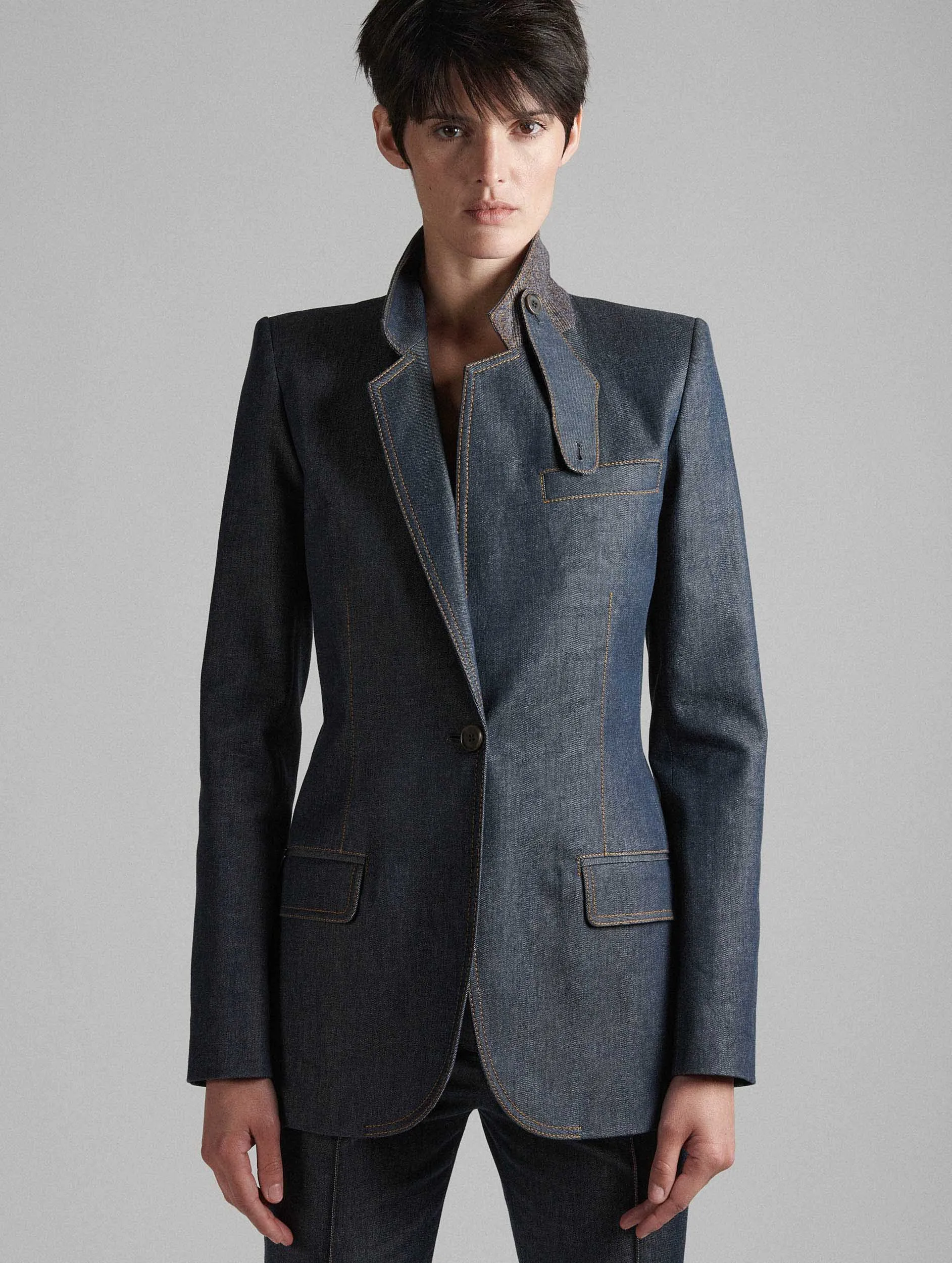 Veste de costume en denim lavé