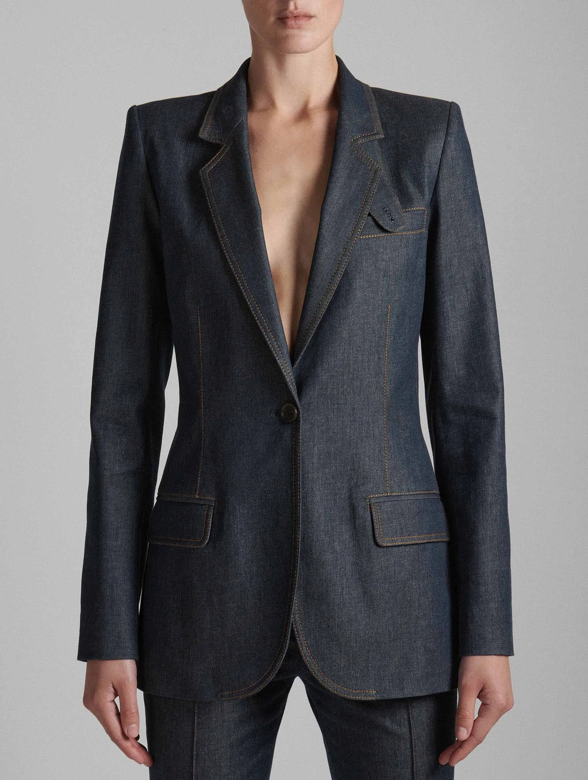 Veste de costume en denim lavé