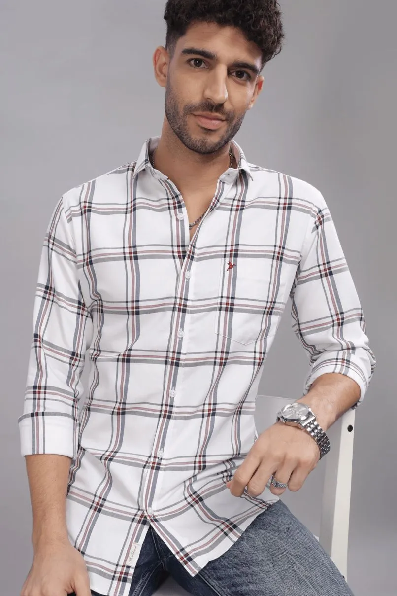 White & Navy Red Checks - Full-Stain Proof