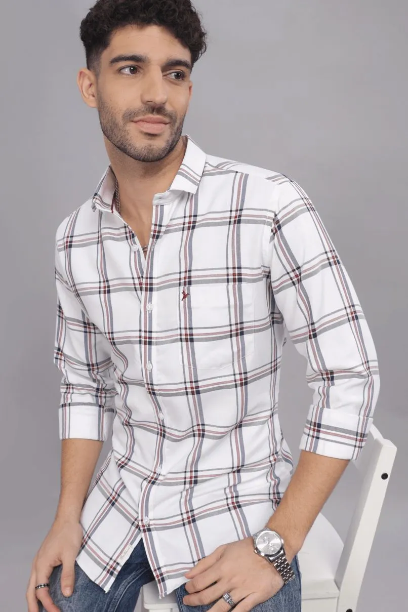White & Navy Red Checks - Full-Stain Proof