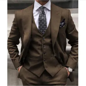 Wiaofellas  -  Classic Solid Men Suits Formal Fashion Peak Lapel Smart Casual Outfits Groomsmen Wedding Party Tuxedo Slim Costume Homme