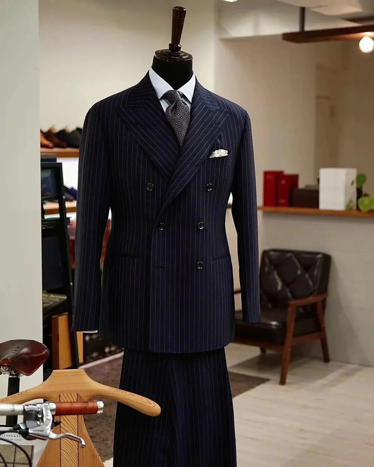 Wiaofellas  -  New Pinstripe Men's Suit 2 Pieces Blazer Jacket and Pants Custom Made Business Wear Wedding Groom Costume Homme